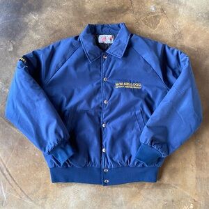VTG 80s Oilfield Oil & Gas Rigs Insulated Navy Bomber Jacket
